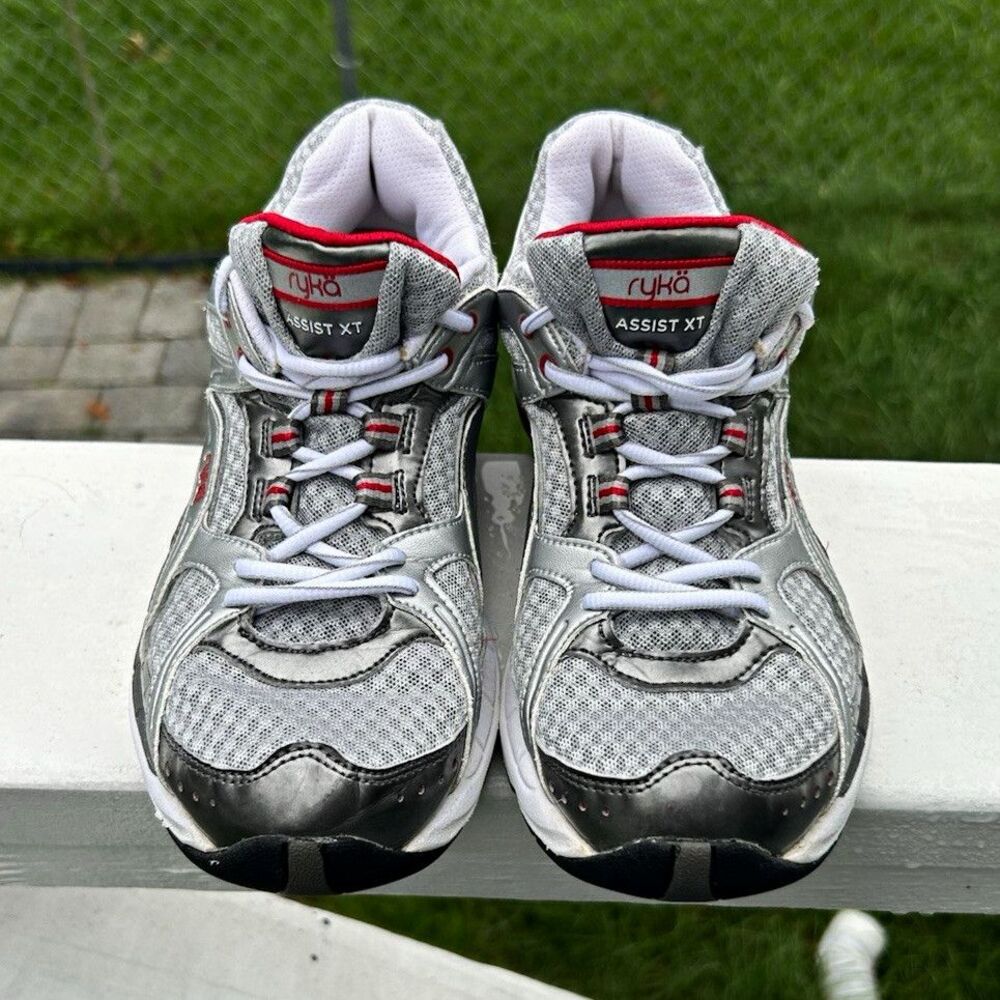 Ryka Assist XT Women’s Size 8.5 Silver Gray Red Walking Training Shoes